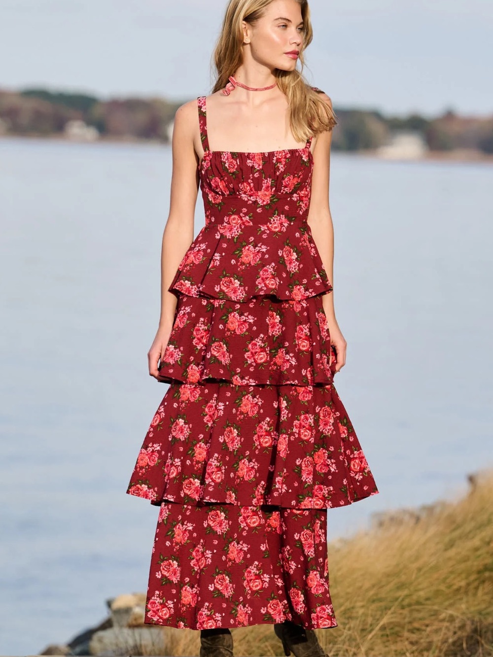 Floral Tiered Burgundy Dress
Altar’d State- XS
Barely Worn